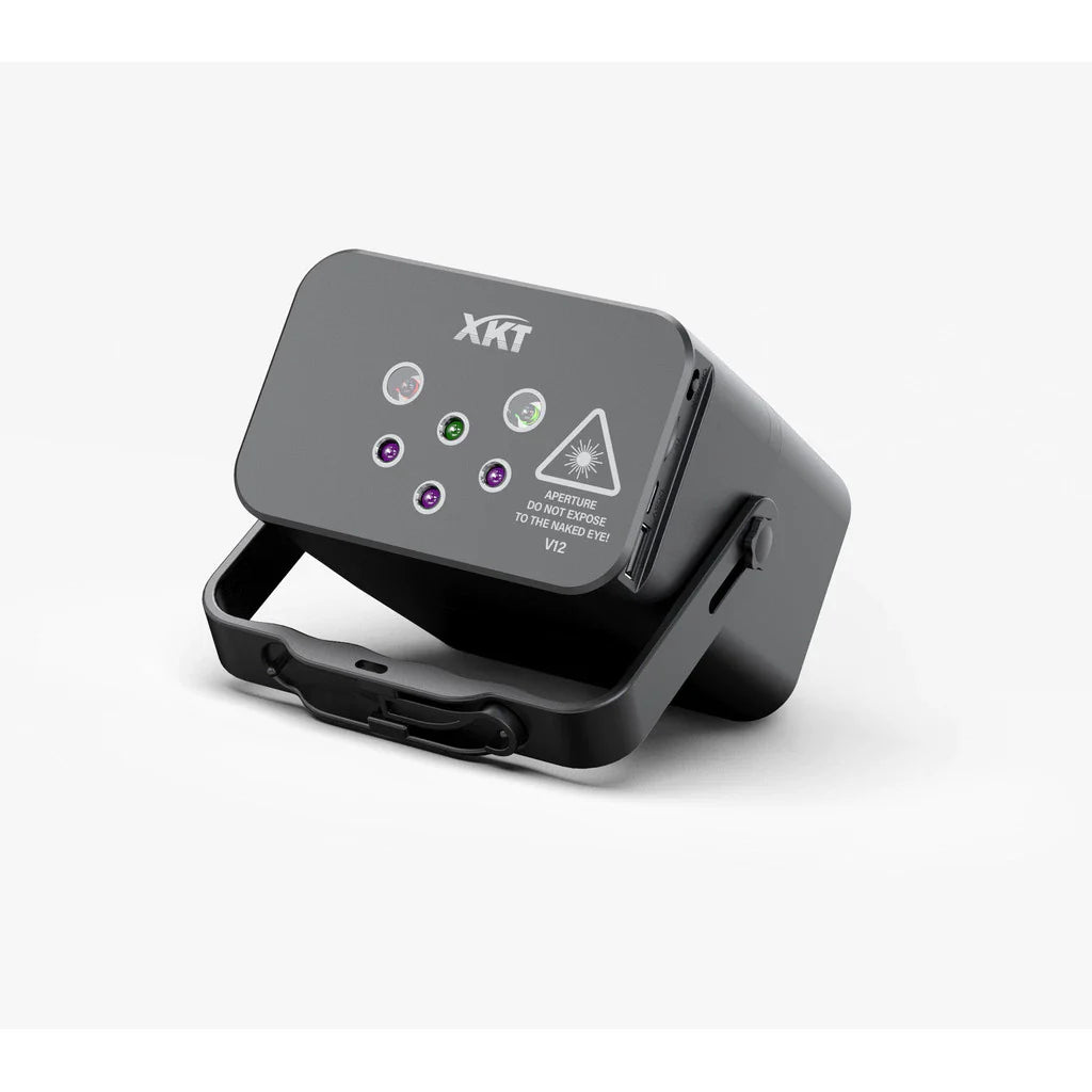 Haut-Parleur Portable XKT V12 Mini Party Light & Karaoké - Son Puissant & Lumières Laser RGB/UV avec Micros Inclus