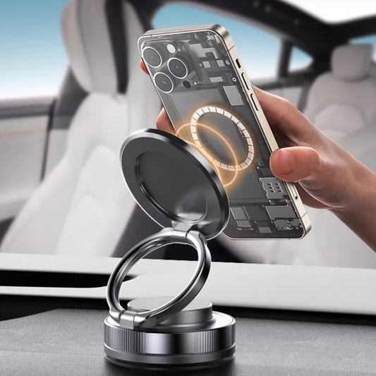 Support Téléphone Magnétique Pliable 2-en-1 Voiture & Bureau avec Ventouse Puissante - Universel et Élégant