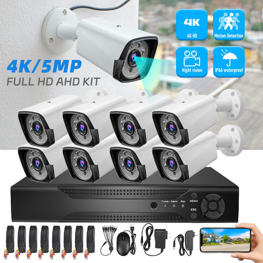 Kit de Surveillance Complet 4K/5MP - Système de Sécurité 8 Caméras HD AHD avec DVR